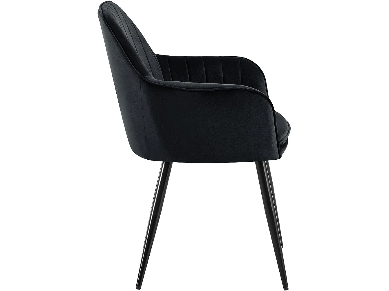 chaises avec accoudoirs - Velours & Noir - Noir - Cheryl
