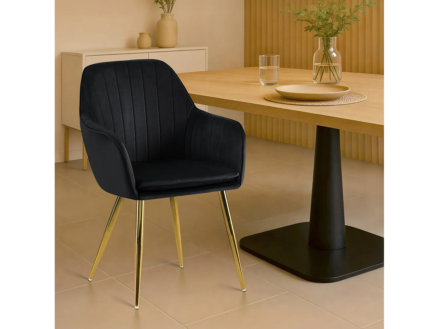 chaises avec accoudoirs - Métal & Or - Noir - Cheryl