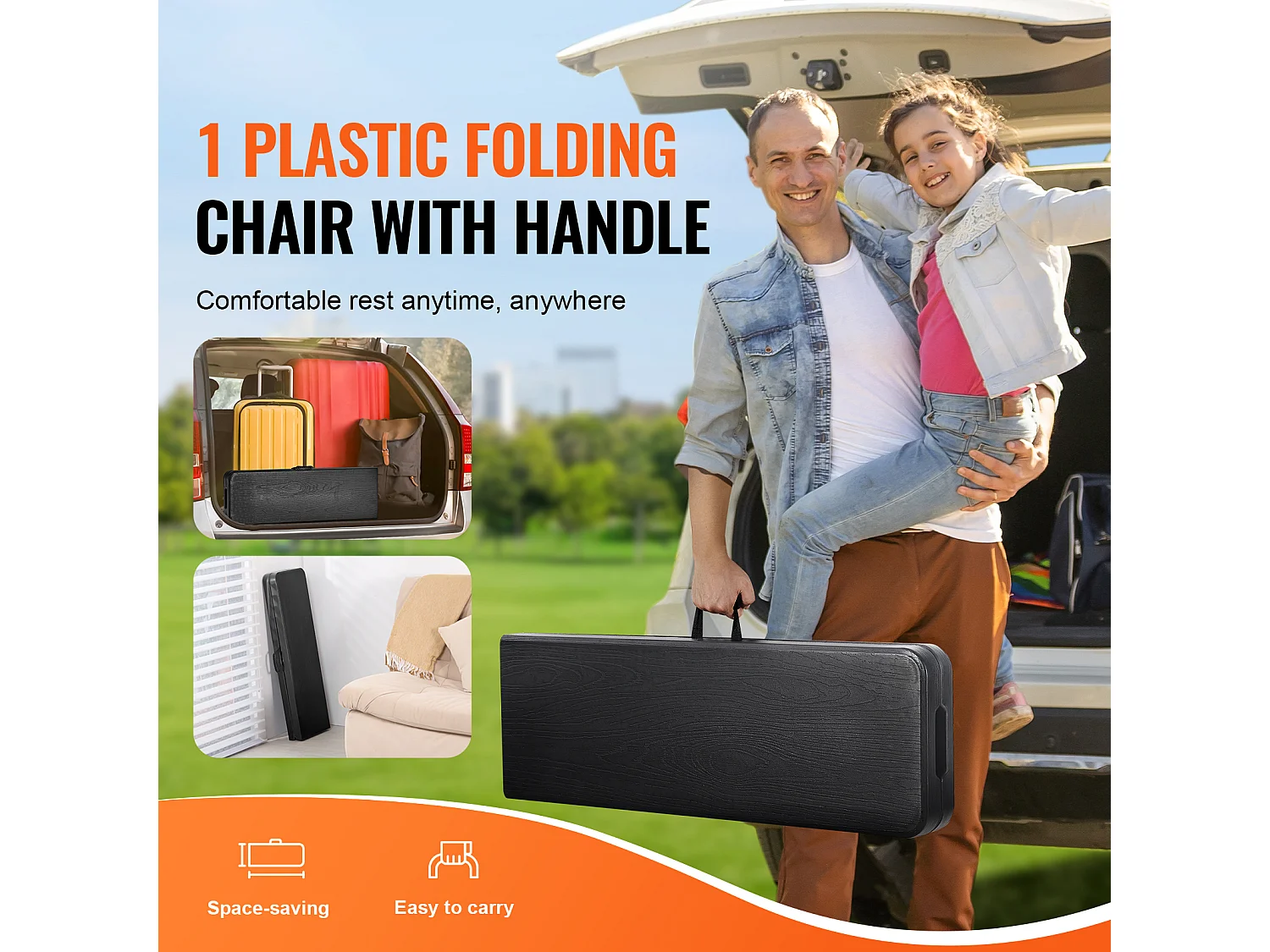 Banc de Sport SucceBuy, Banc Pliant en Plastique, 1,8 m, Siège Extérieur avec Poignée de Transport, pour Pique-Nique et Camping