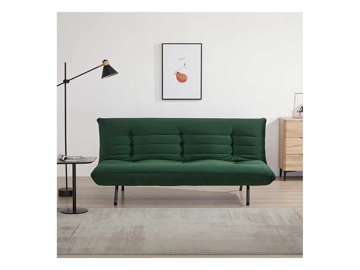 ANATOLE Divano letto a 3 posti in velluto verde