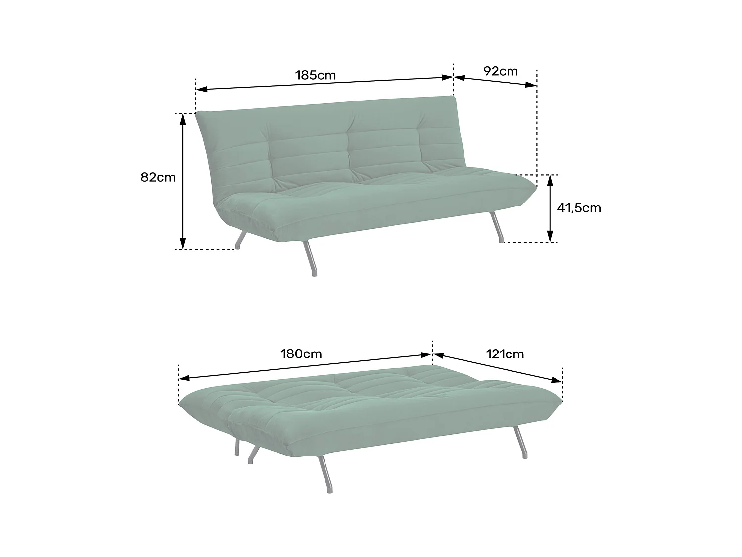 3-Sitzer-Sofabett aus grünem Samt ANATOLE