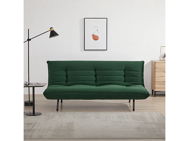 ANATOLE 3-zits slaapbank in groen fluweel