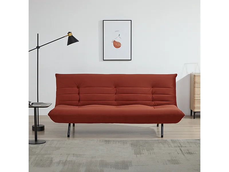 ANATOLE Divano letto a 3 posti in velluto terracotta