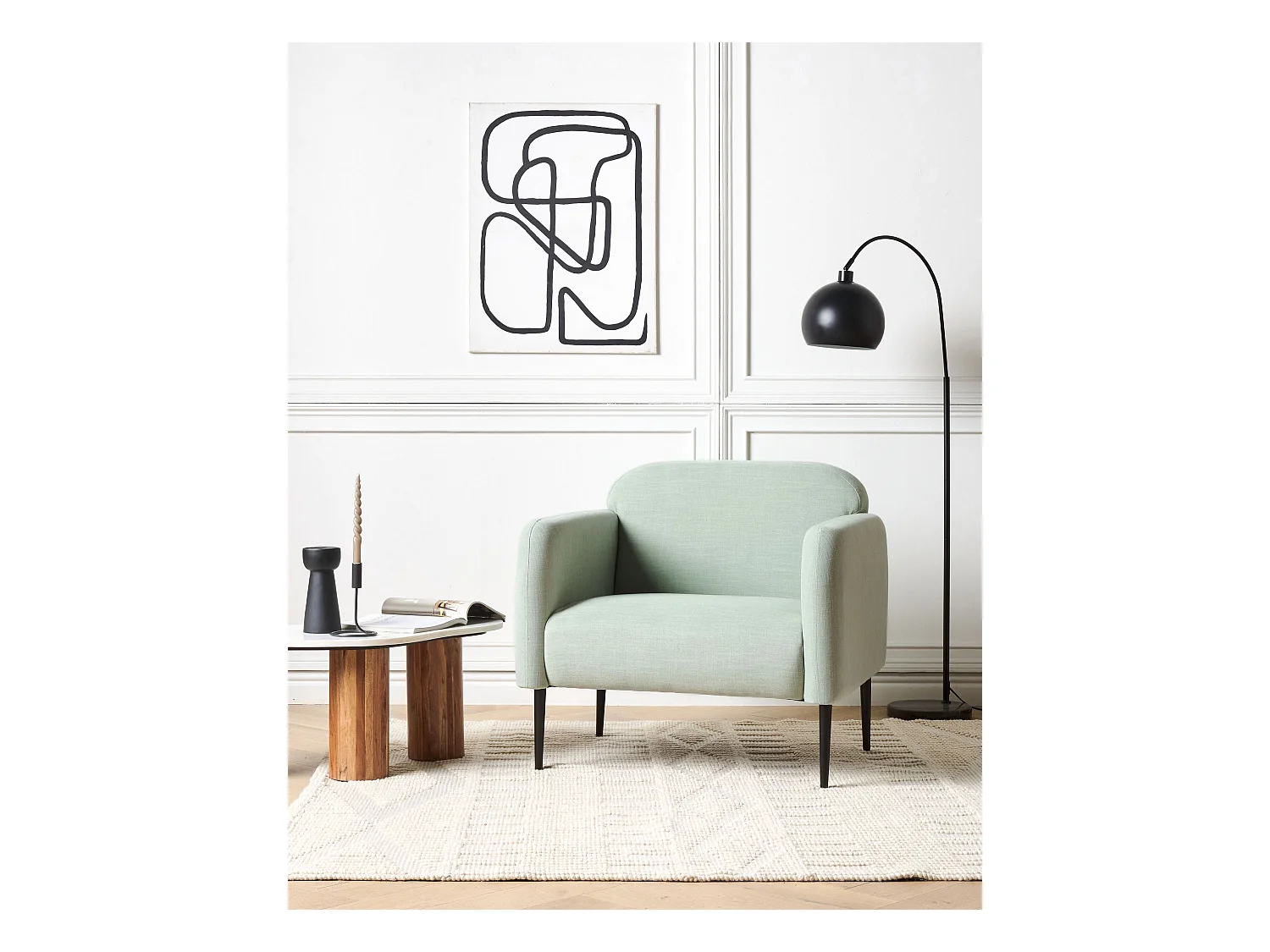 Sessel STOUBY Leinen Hellgrün