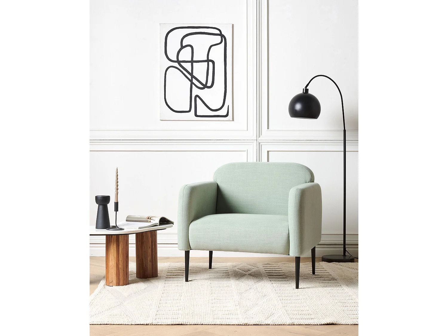 Sessel STOUBY Leinen Hellgrün