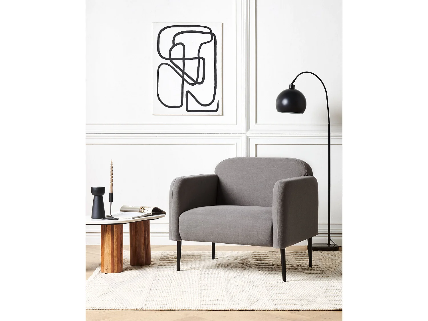 Sessel STOUBY Leinen Grau