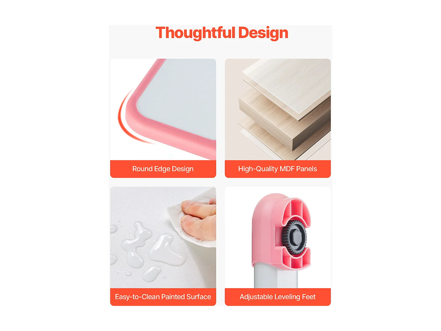 Kinder bureau- en Stoelenset SucceBuy, Regelbare Hoogte met Lamp, Roze, Kinderbureau voor Slaapkamer en Studeerkamer