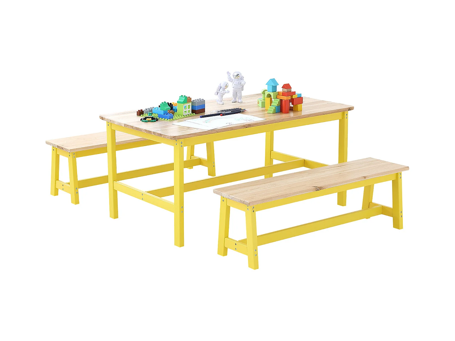 Ustawka Mebli dla Dzieci SucceBuy, Stoł i 3 Krzesła, dla Sztuki, Rzemiosła, Czytania i Nauki Najmłodszych