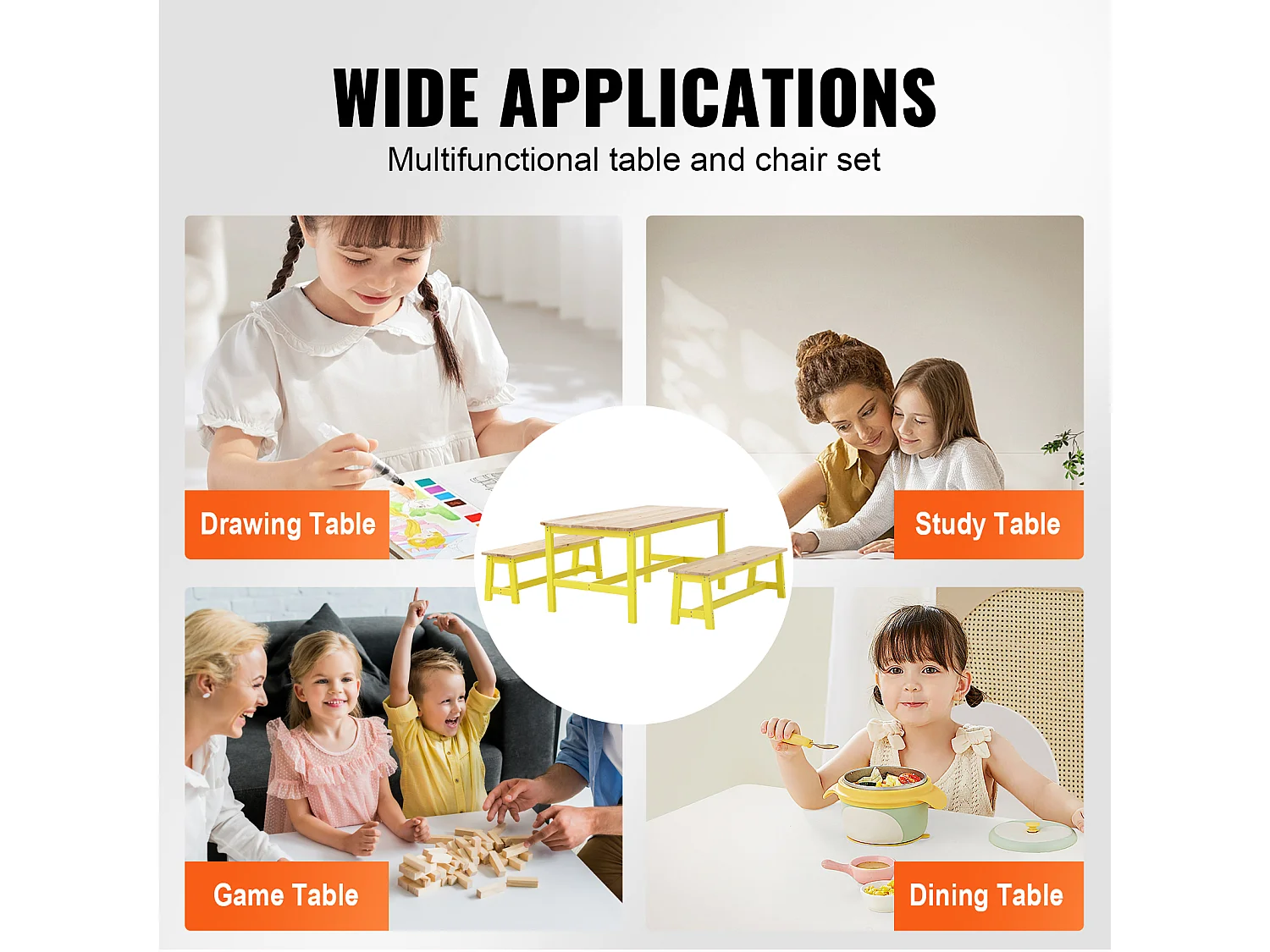 Ensemble de Meuble Table  pour Enfants SucceBuy et 3 Chaises, pour Les Arts et Ll'artisanat