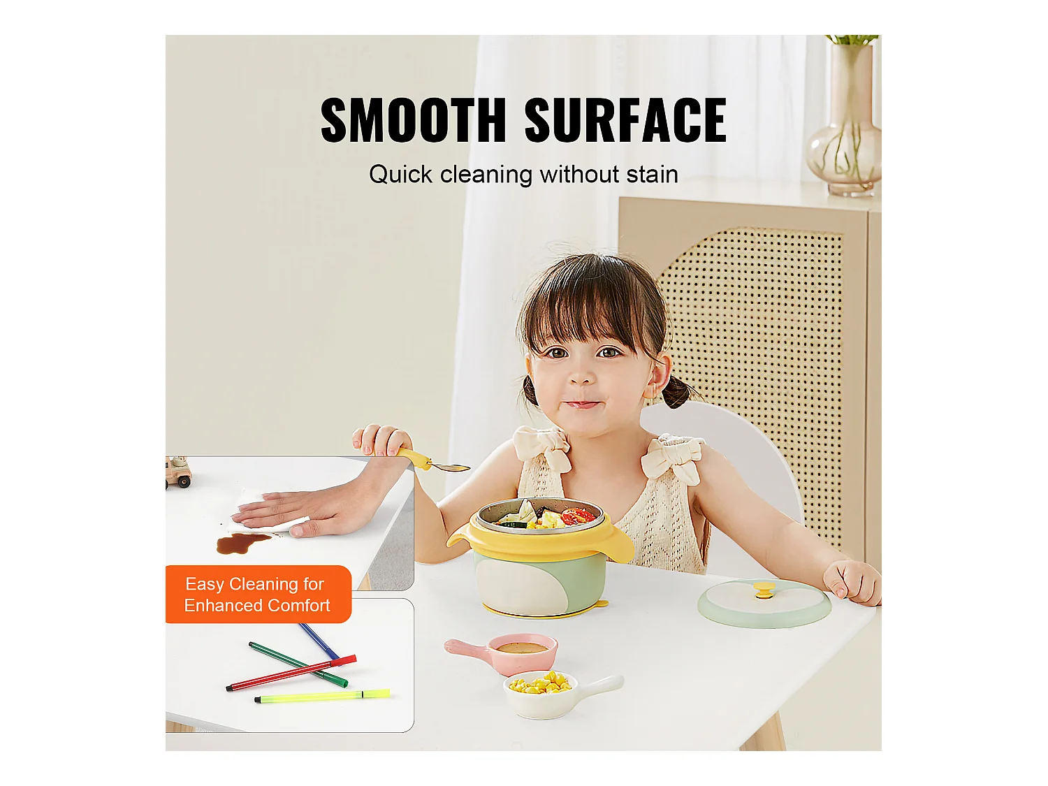 Kinder Meubelenset SucceBuy, Tafel en 2 Stoelen, Kunstenaars-, Speel-, Teken- en LeesTafel