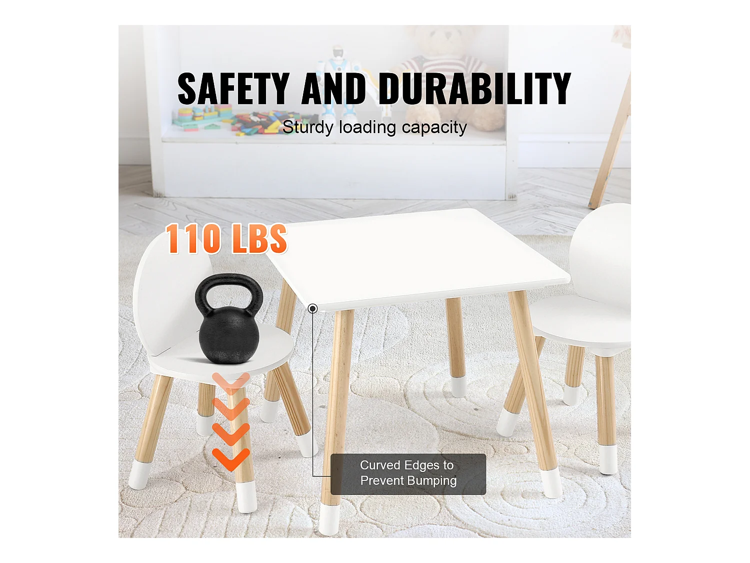 Kinder Meubelenset SucceBuy, Tafel en 2 Stoelen, Kunstenaars-, Speel-, Teken- en LeesTafel