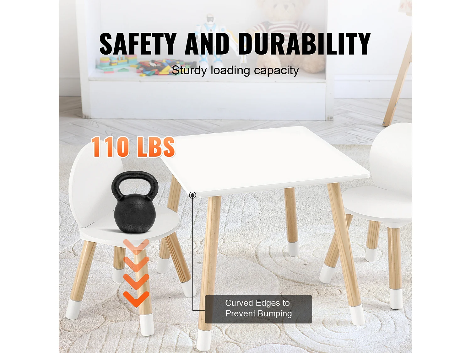 Ensemble de Meuble Table pour Enfants SucceBuy et 2 Chaises, Table de Bricolage et de Jeu Dessin Lecture