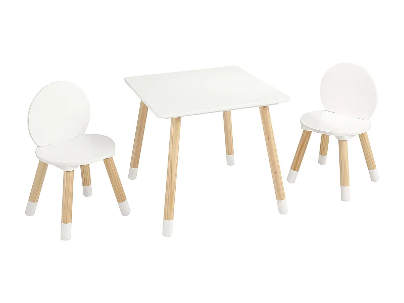 Ensemble de Meuble Table pour Enfants SucceBuy et 2 Chaises, Table de Bricolage et de Jeu Dessin Lecture