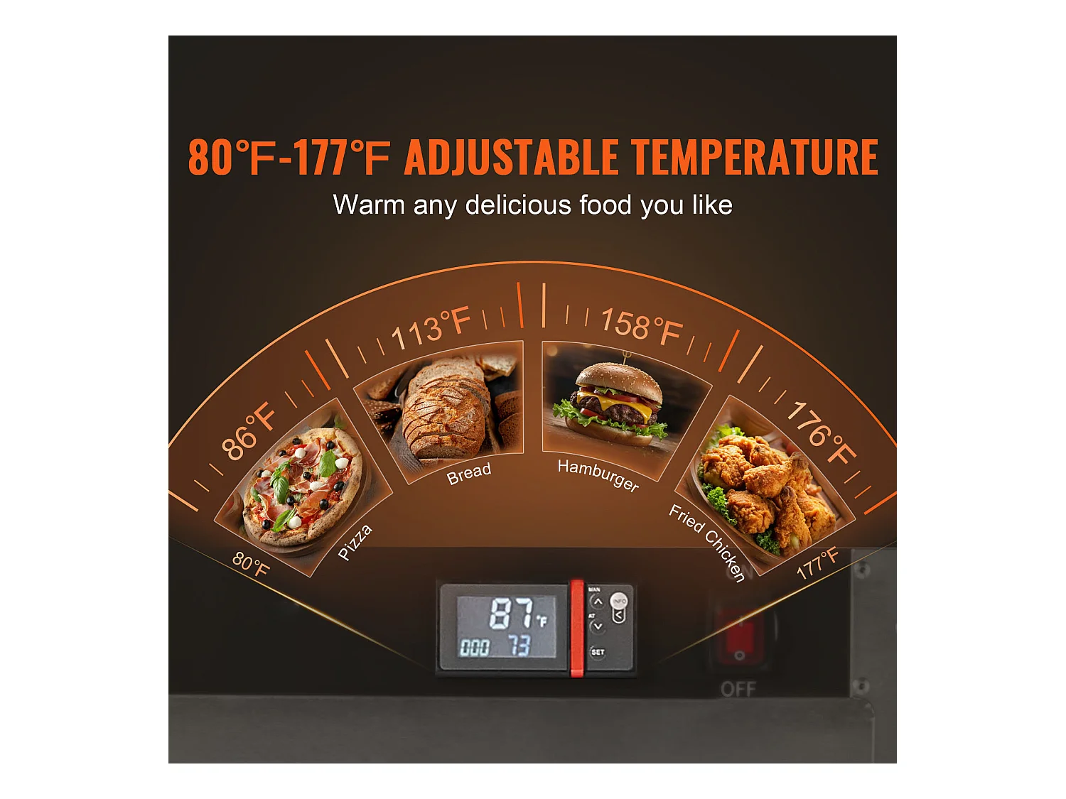 Chauffe-plats Industriel à 4 Niveaux SucceBuy, Armoire de Concession avec Bac à Eau, Porte Simple