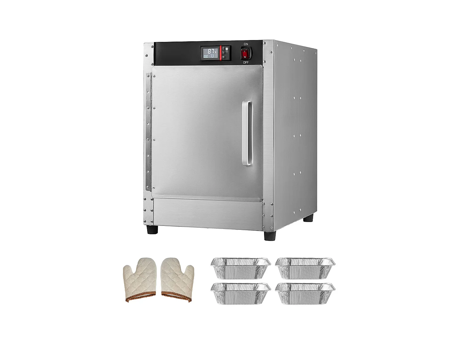 Chauffe-plats Industriel à 4 Niveaux SucceBuy, Armoire de Concession avec Bac à Eau, Porte Simple