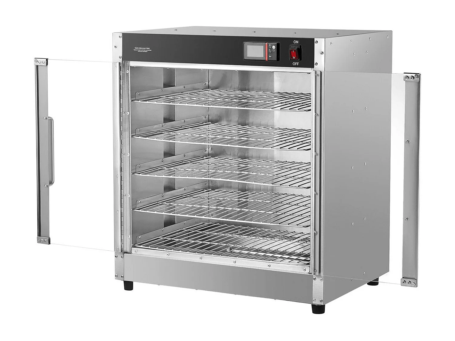 Chauffe-plats Industriel à 4 Niveaux SucceBuy, Armoire Chauffante pour Concession avec Bac à Eau, Double Porte pour Cantine
