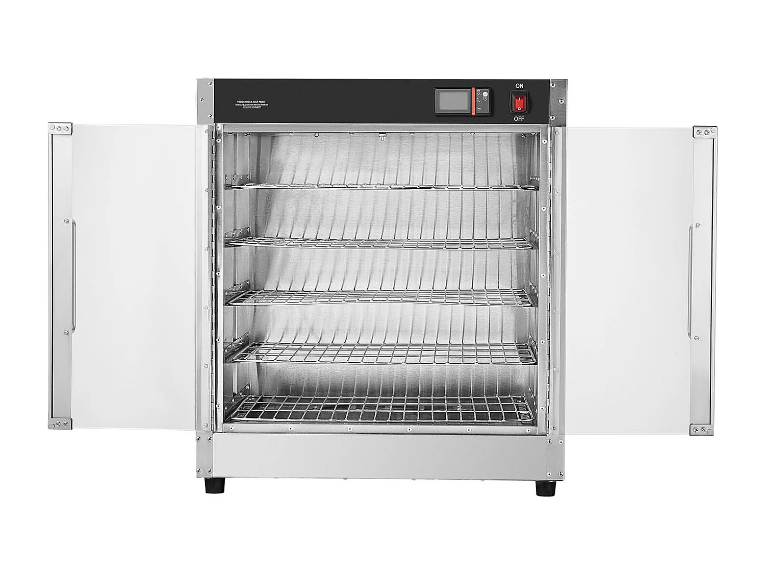 Chauffe-plats Industriel à 4 Niveaux SucceBuy, Armoire Chauffante pour Concession avec Bac à Eau, Double Porte pour Cantine