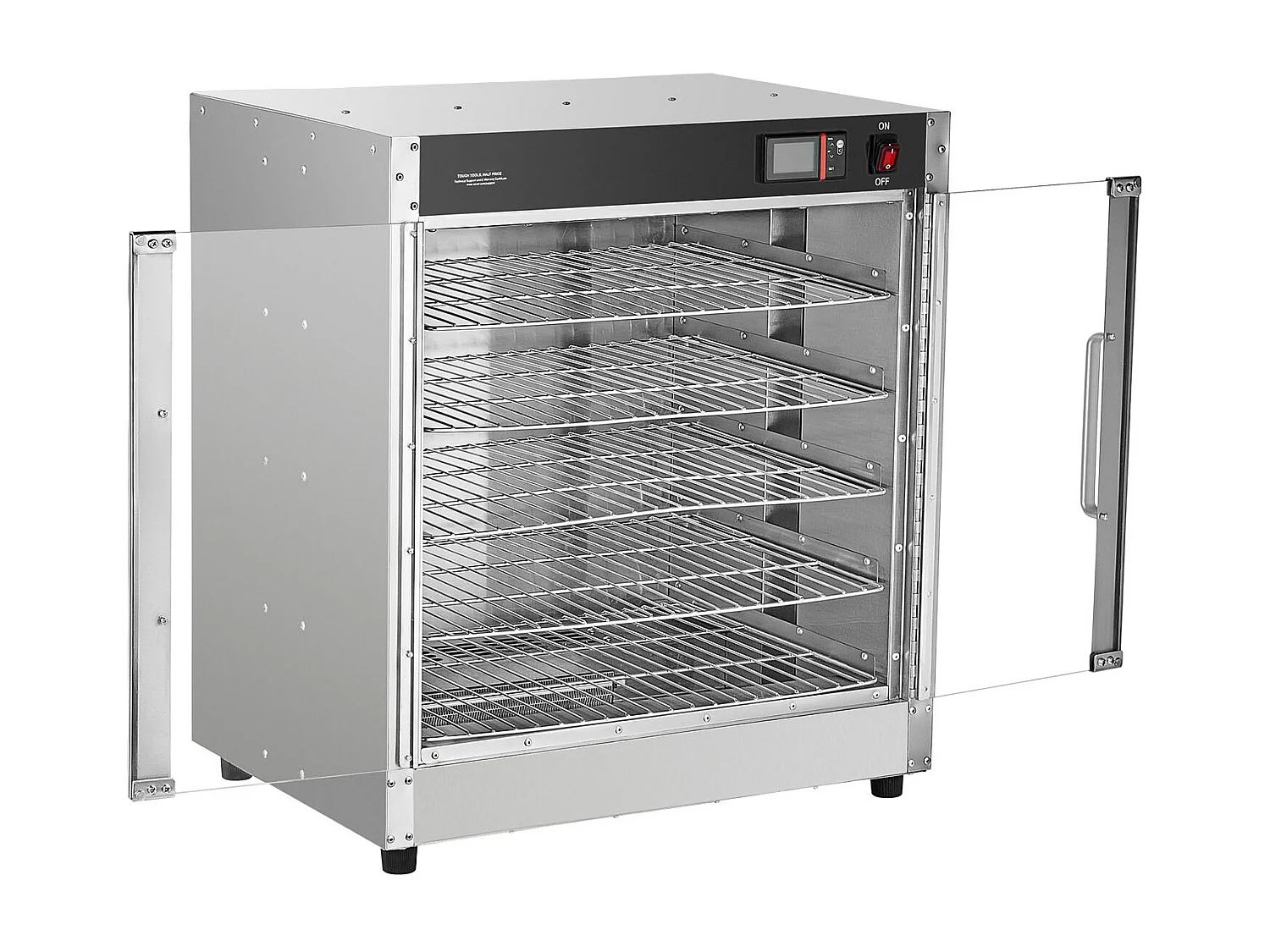Chauffe-plats Industriel à 4 Niveaux SucceBuy, Armoire Chauffante pour Concession avec Bac à Eau, Double Porte pour Cantine