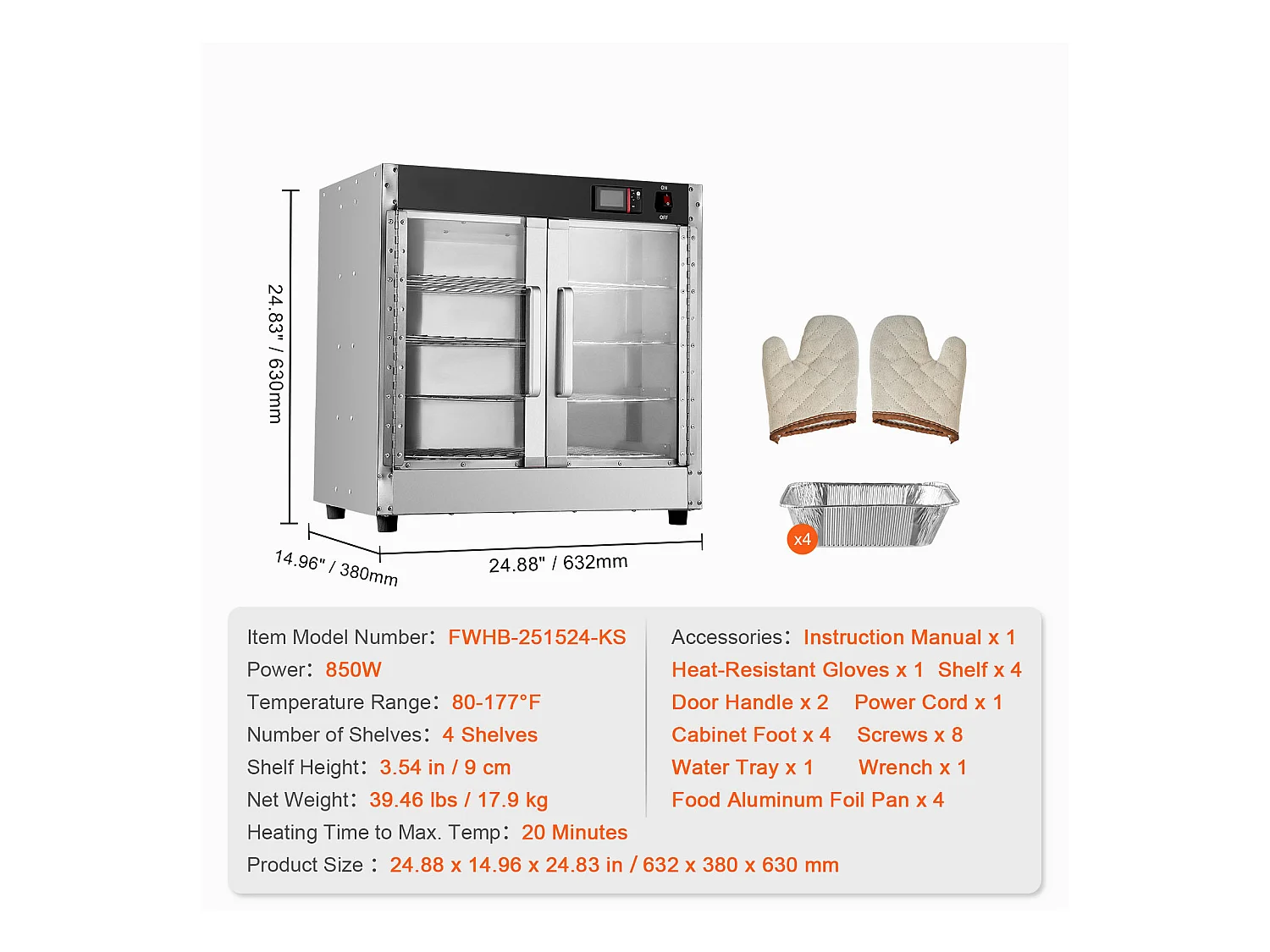 Chauffe-plats Industriel à 4 Niveaux SucceBuy, avec Bac à Eau pour Restauration