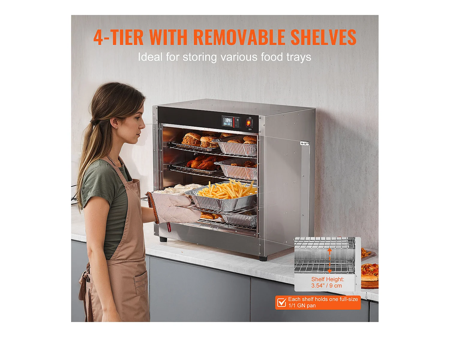 Chauffe-plats Industriel à 4 Niveaux SucceBuy, avec Bac à Eau pour Restauration