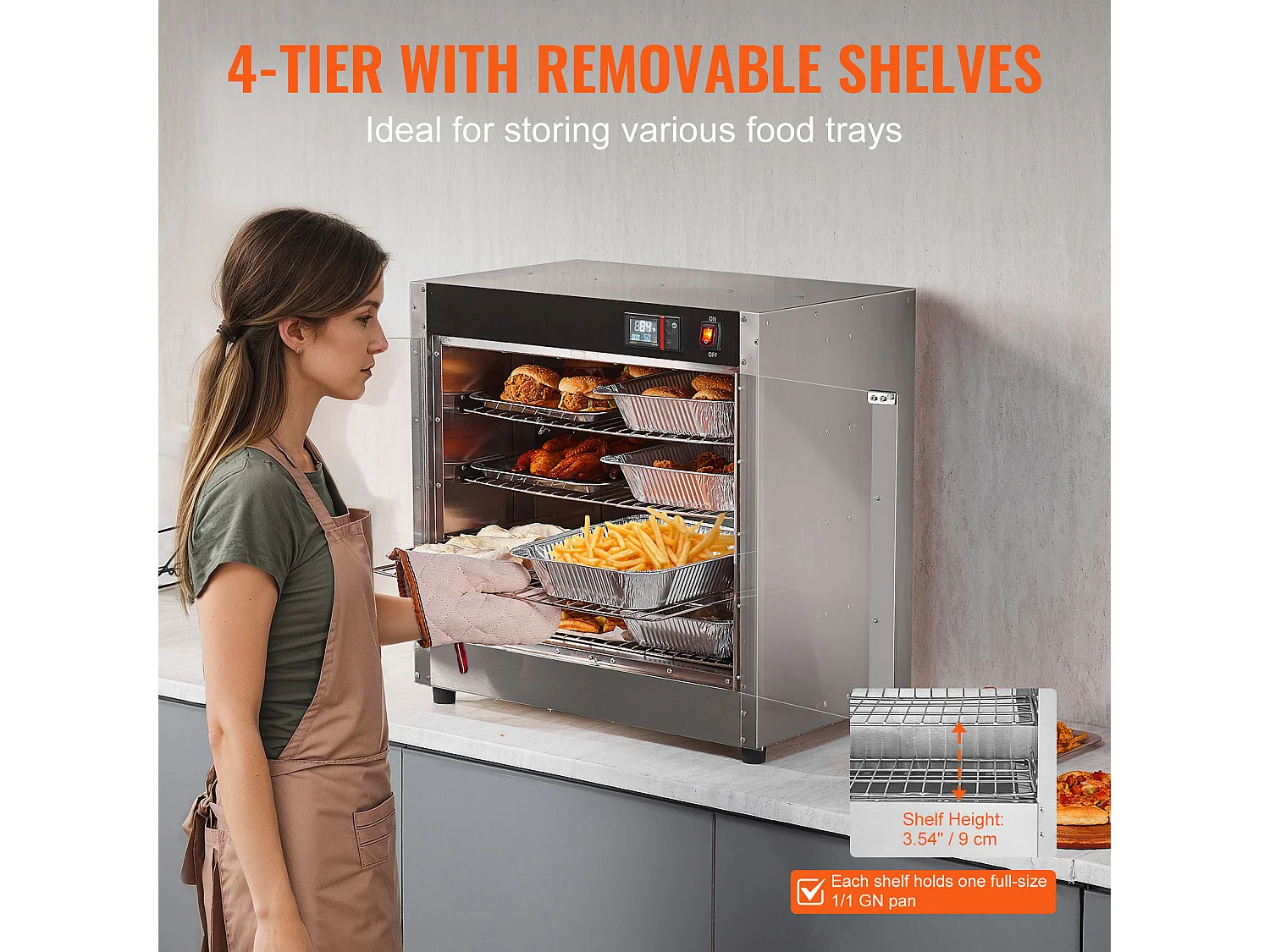 Chauffe-plats Industriel à 4 Niveaux SucceBuy, avec Bac à Eau pour Restauration