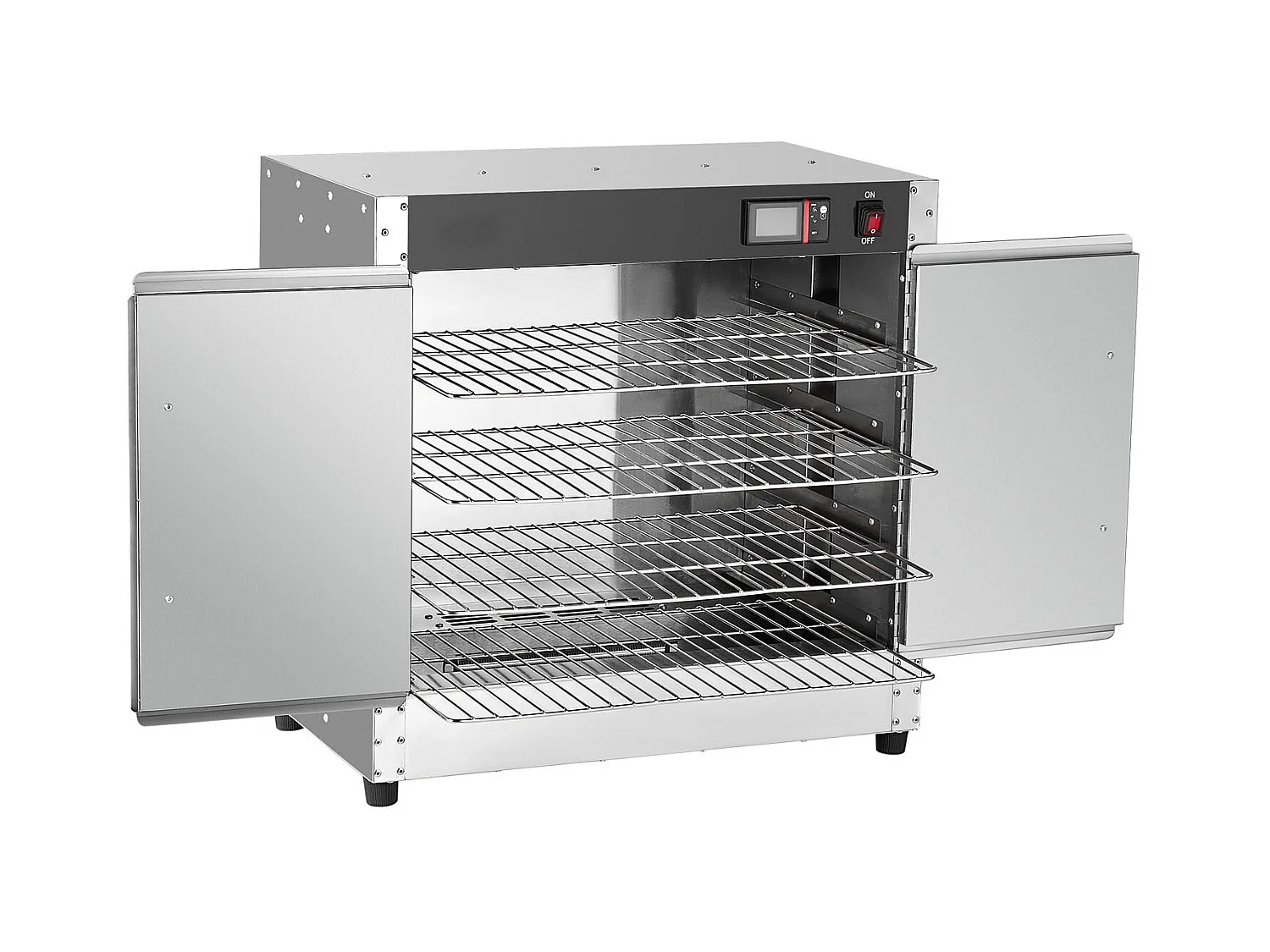 Chauffe-plats Industriel à 4 Niveaux SucceBuy, Armoire de Concession avec Bac à Eau, Double Porte pour Cantine