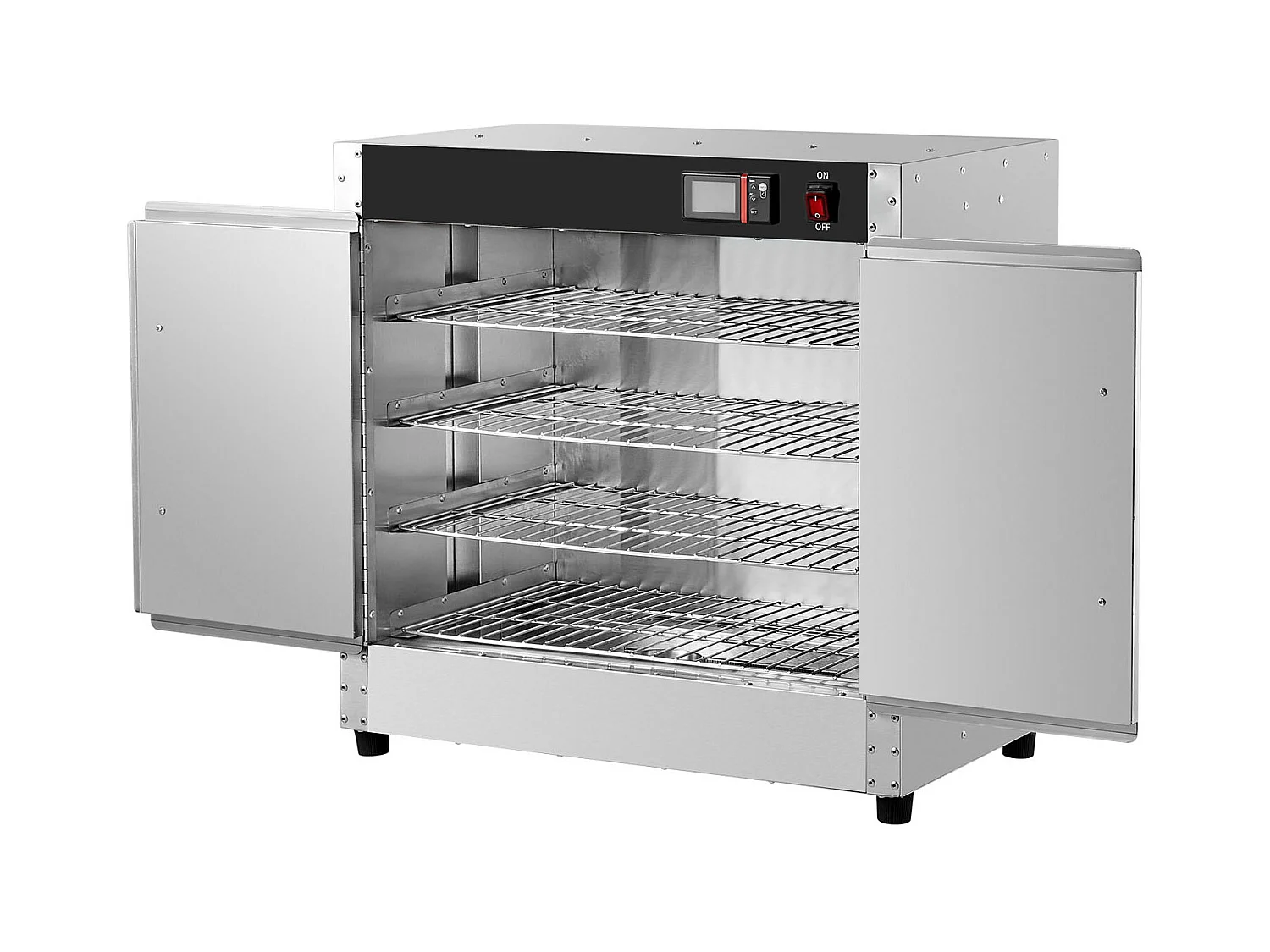 Chauffe-plats Industriel à 4 Niveaux SucceBuy, Armoire de Concession avec Bac à Eau, Double Porte pour Cantine