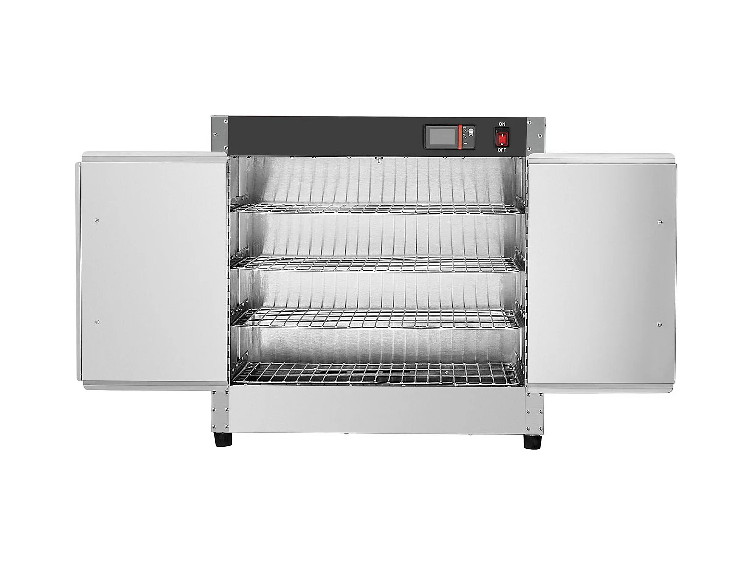 Chauffe-plats Industriel à 4 Niveaux SucceBuy, Armoire de Concession avec Bac à Eau, Double Porte pour Cantine