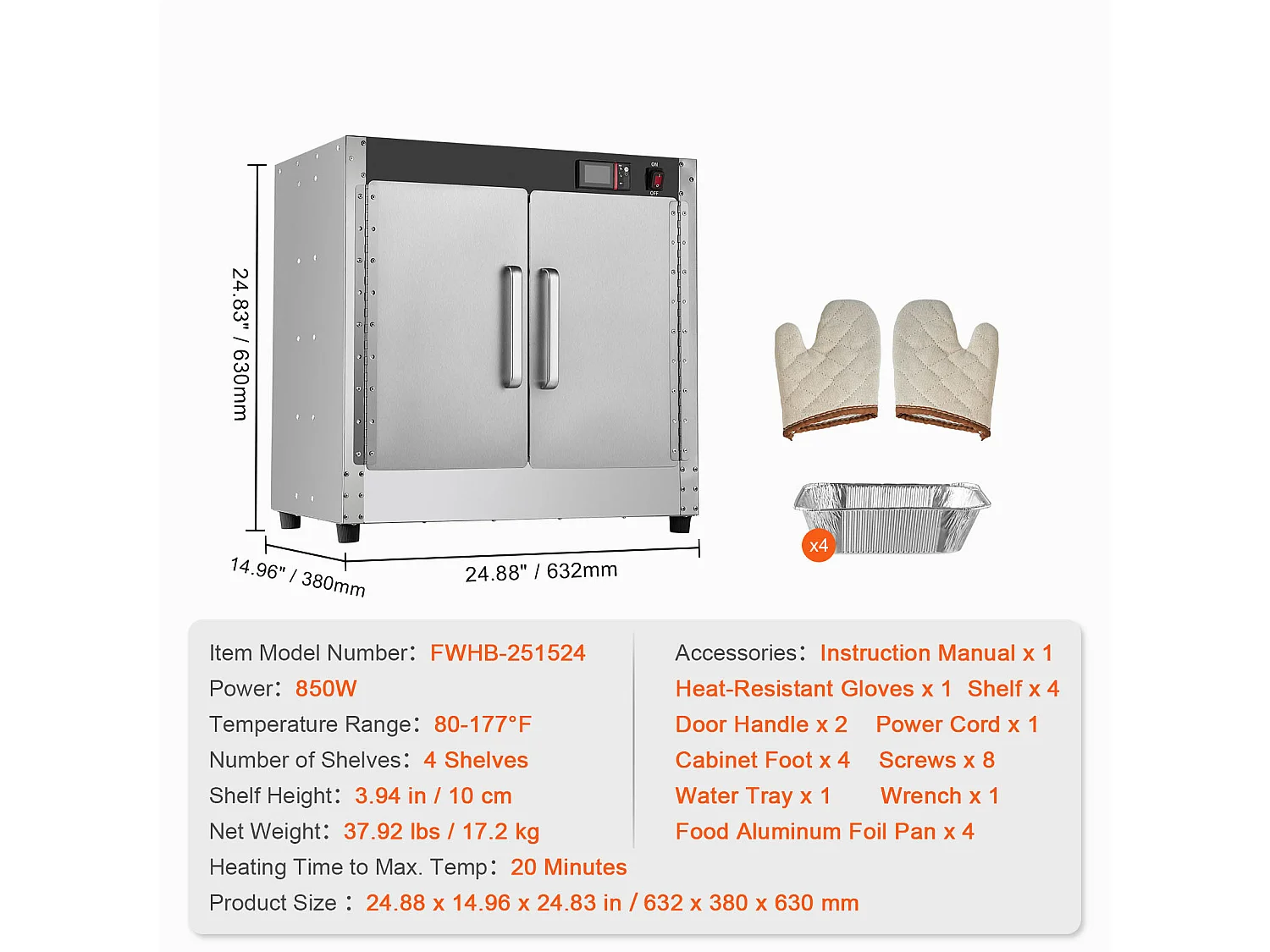 Chauffe-plats Industriel à 4 Niveaux SucceBuy, Armoire de Concession avec Bac à Eau, Double Porte pour Cantine