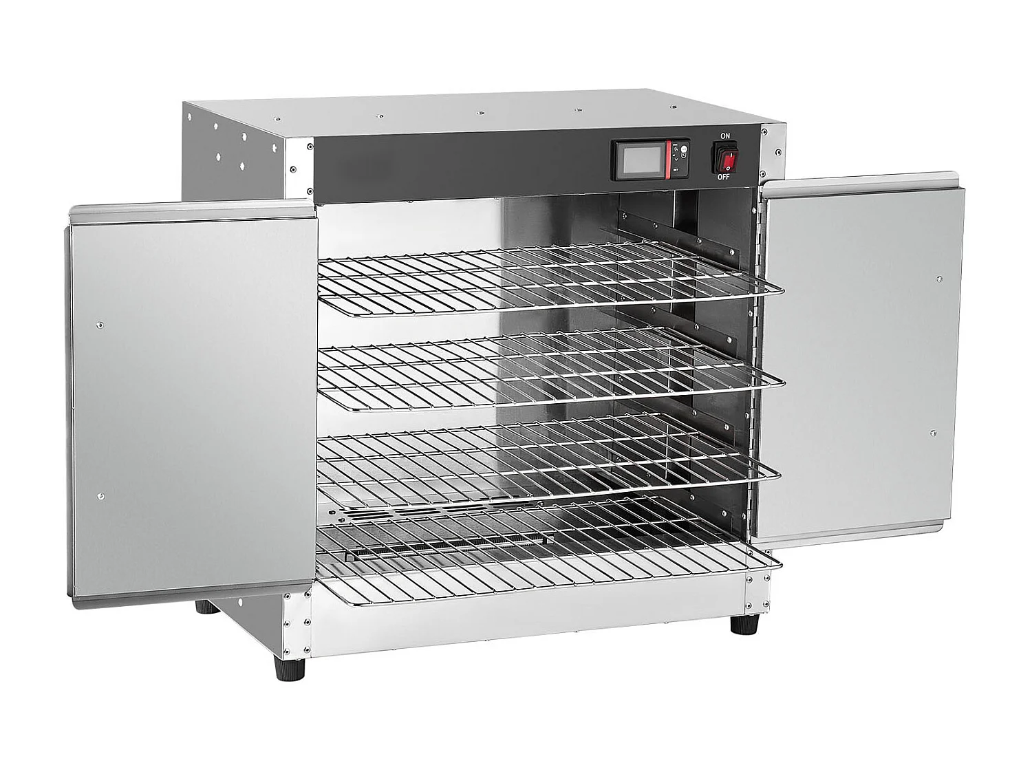 Chauffe-plats Industriel à 4 Niveaux SucceBuy, Armoire de Concession avec Bac à Eau, Double Porte pour Cantine