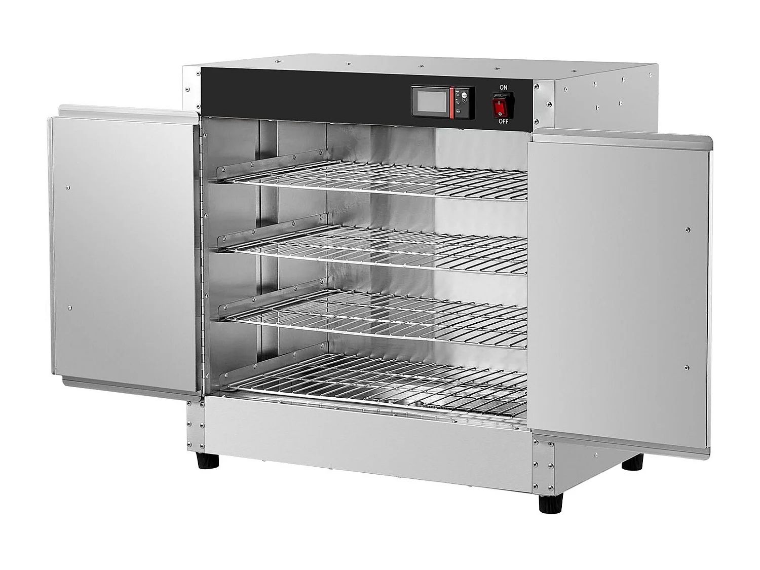 Chauffe-plats Industriel à 4 Niveaux SucceBuy, Armoire de Concession avec Bac à Eau, Double Porte pour Cantine