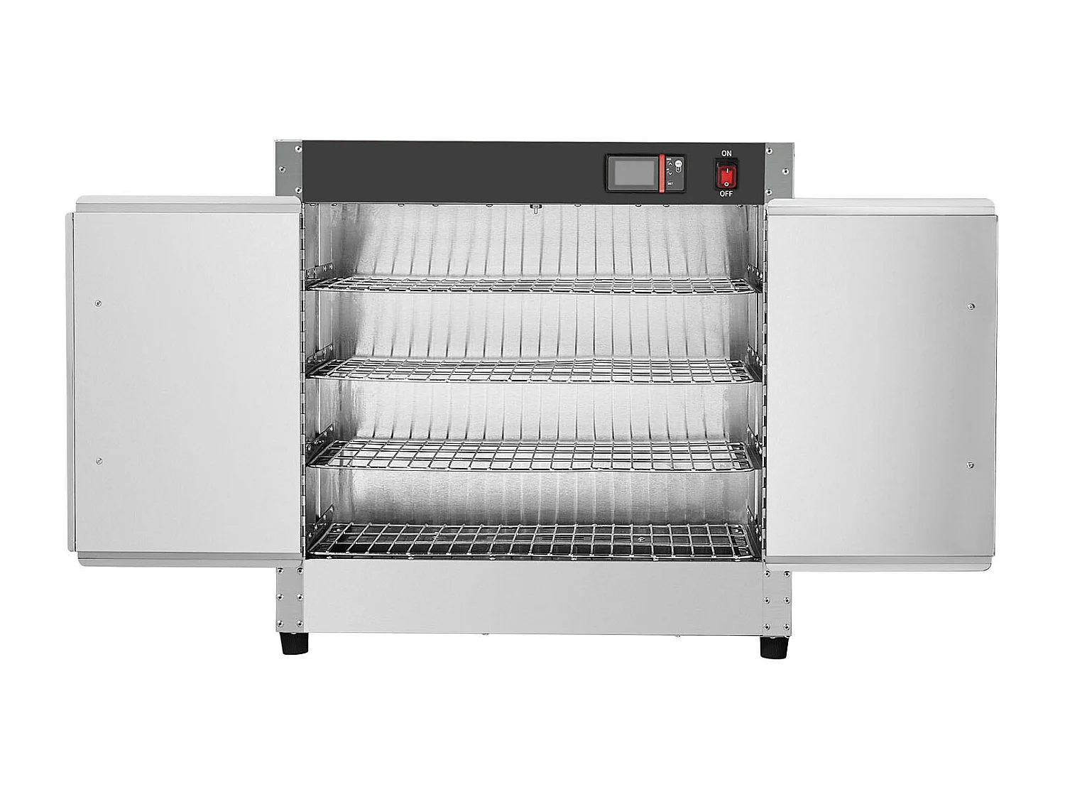 Chauffe-plats Industriel à 4 Niveaux SucceBuy, Armoire de Concession avec Bac à Eau, Double Porte pour Cantine