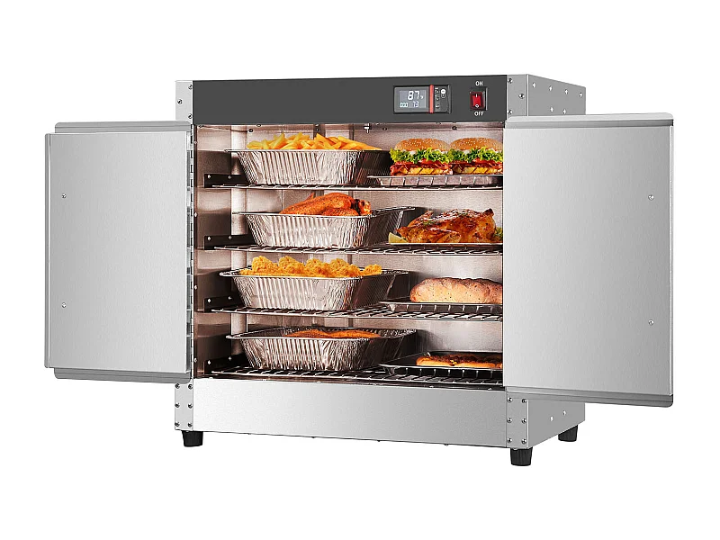 Industriële 4-Niveau Voedselwarmer SucceBuy, Concessiekast met Watertank, Dubbele Deur voor Kantine