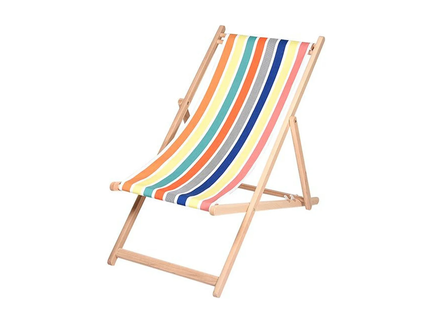 Lot de 2 chiliennes pliantes règlables - 100% acrylique - bois hêtre - Jaune/Orange - GARLIN ANANAS