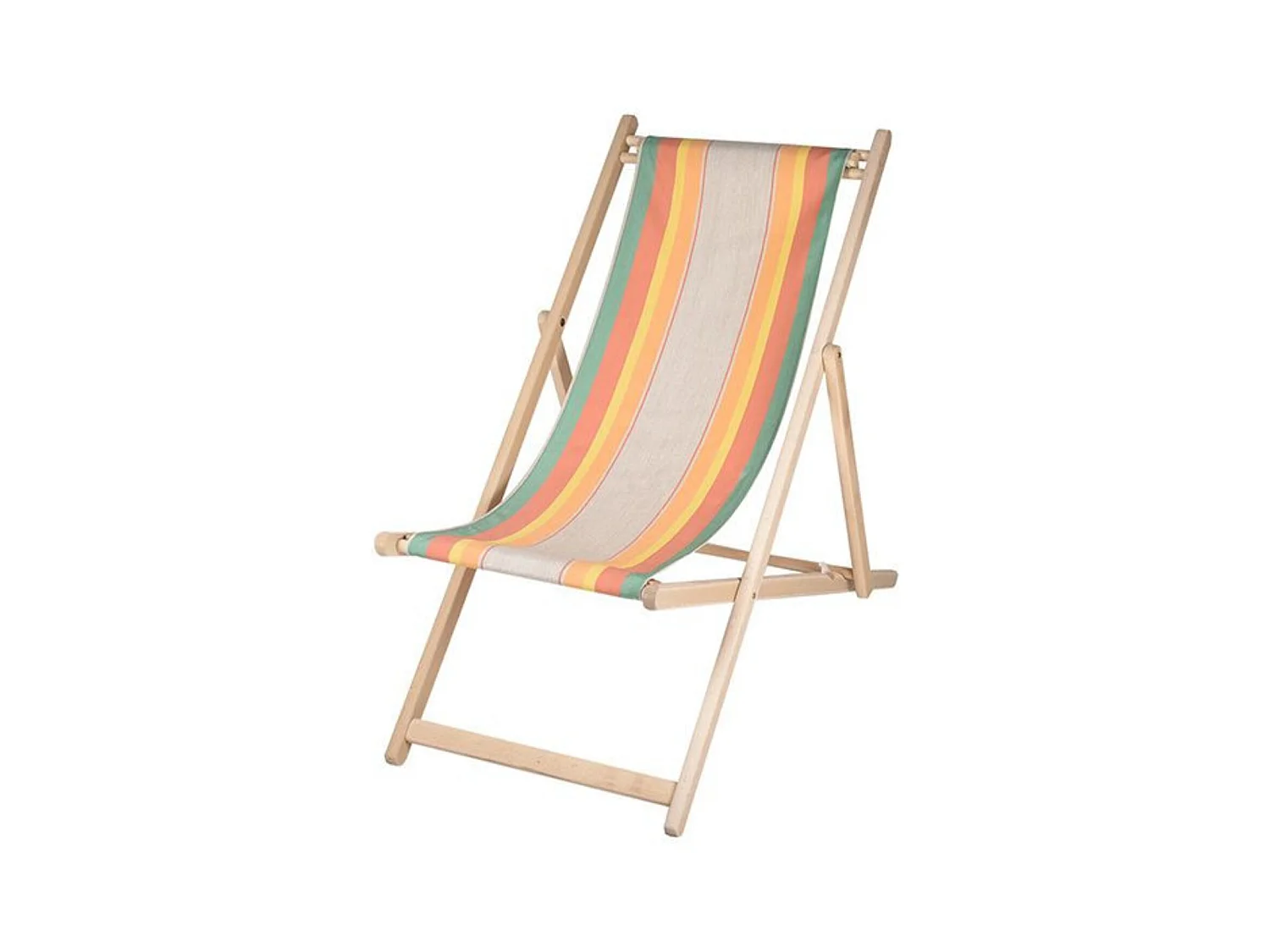 Lot de 2 chiliennes pliantes règlables - 100% acrylique - bois hêtre - Orange/Bleu - CANARIES