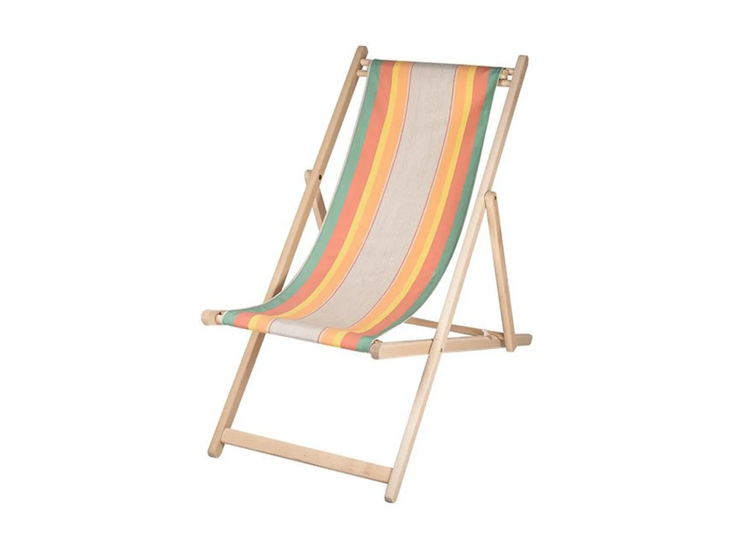 Lot de 2 chiliennes pliantes règlables - 100% acrylique - bois hêtre - Orange/Bleu - CANARIES