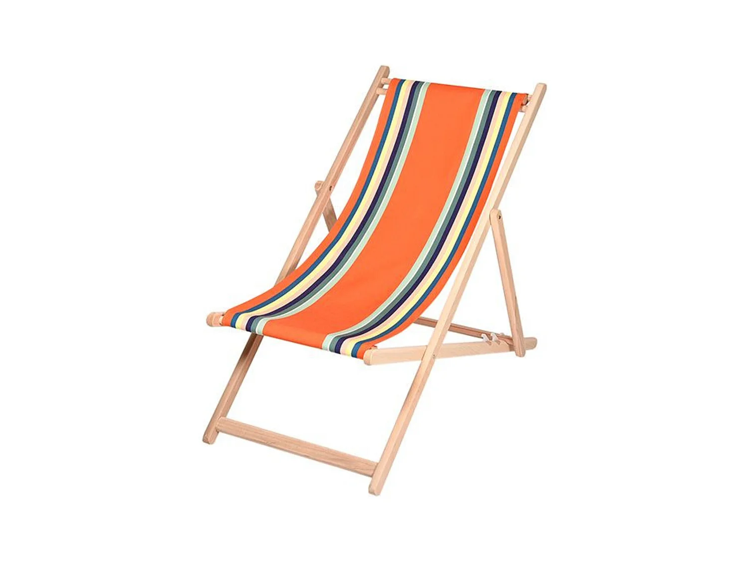 Lot de 2 chiliennes pliantes règlables - 100% acrylique - bois hêtre - Orange/Bleu - MAULEON ORANGE