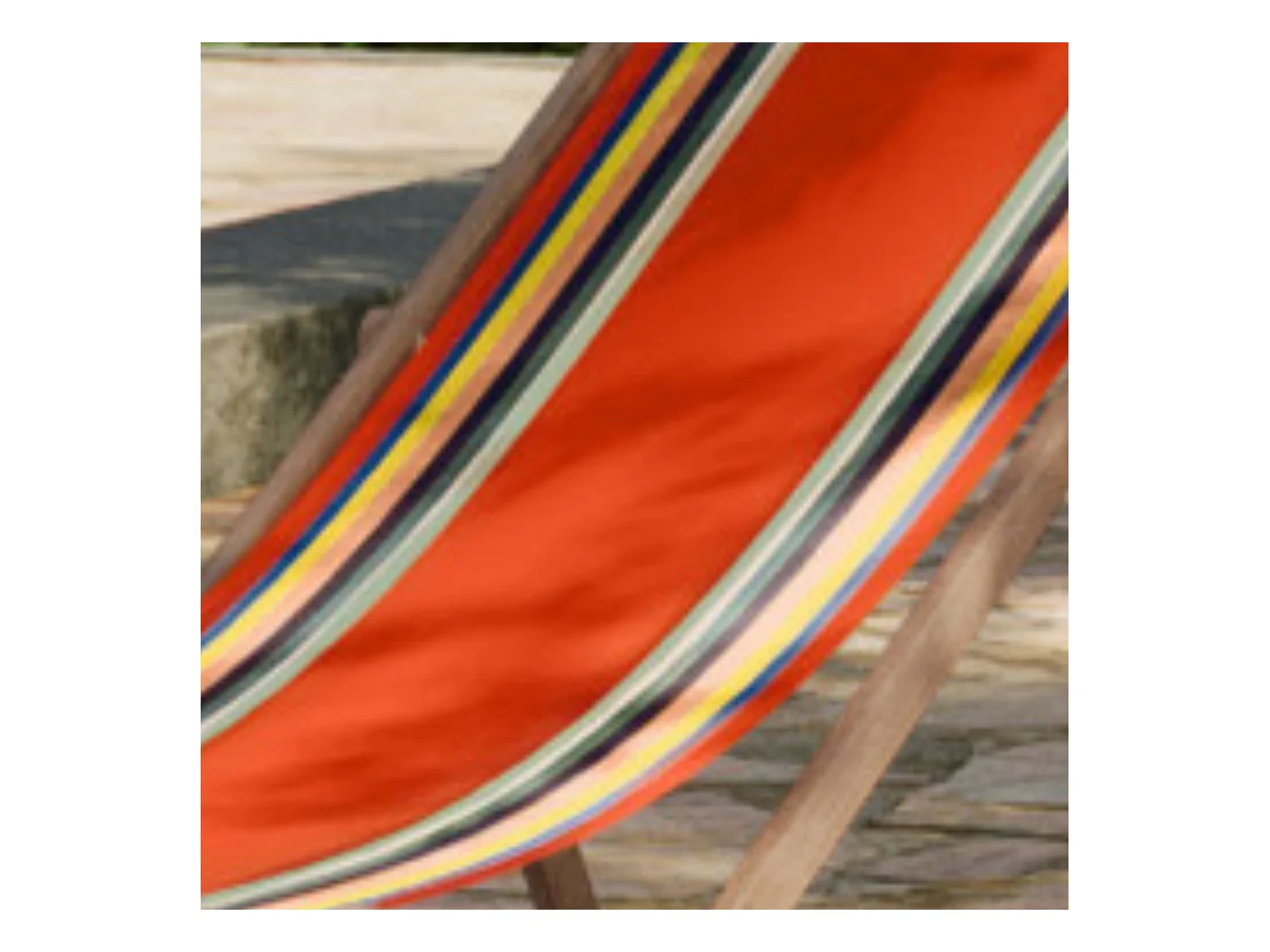 Lot de 2 chiliennes pliantes règlables - 100% acrylique - bois hêtre - Orange/Bleu - MAULEON ORANGE