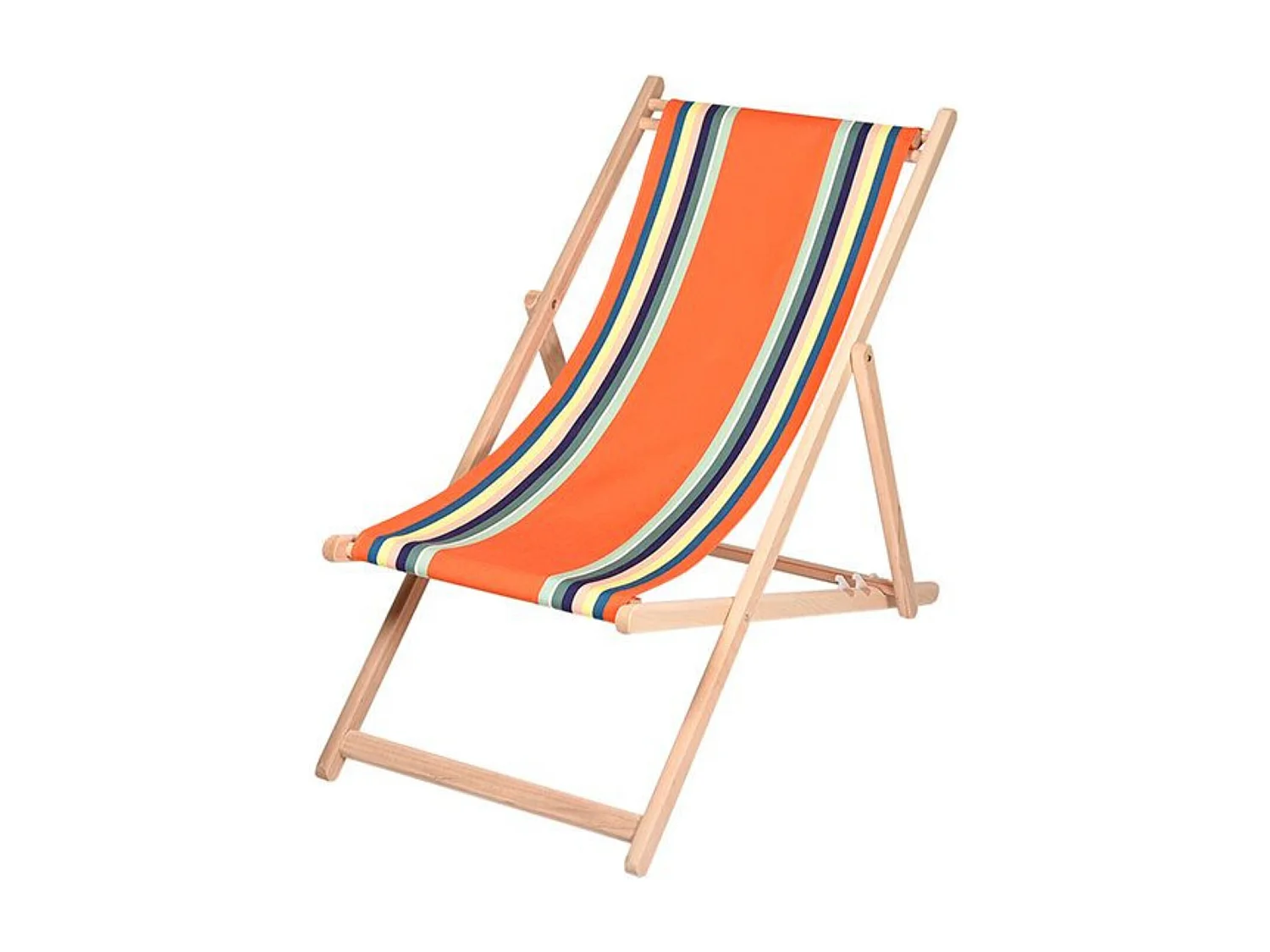 Lot de 2 chiliennes pliantes règlables - 100% acrylique - bois hêtre - Orange/Bleu - MAULEON ORANGE