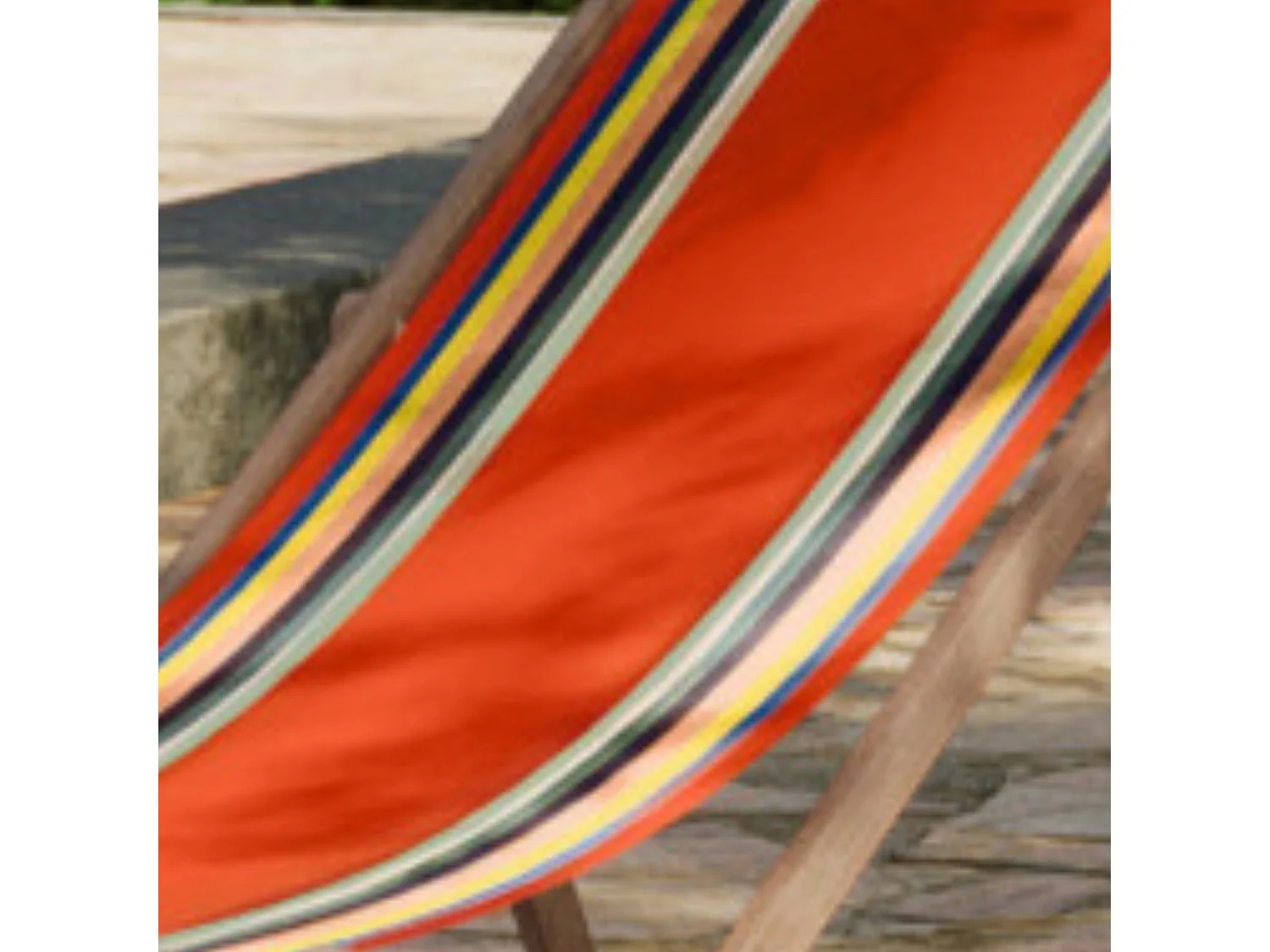 Lot de 2 chiliennes pliantes règlables - 100% acrylique - bois hêtre - Orange/Bleu - MAULEON ORANGE