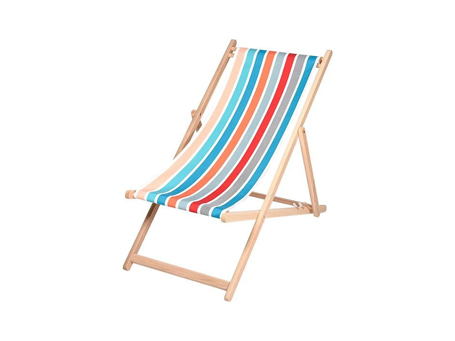 Lot de 2 chiliennes pliantes règlables - 100% acrylique - bois hêtre - Bleu/Orange - GARLIN PECHE
