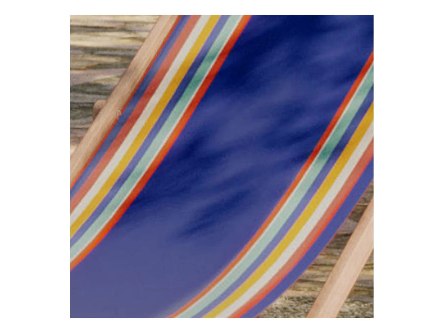 Lot de 2 chiliennes pliantes règlables - 100% acrylique - bois hêtre - Bleu/Orange - MAULEON MEDITERRANEE