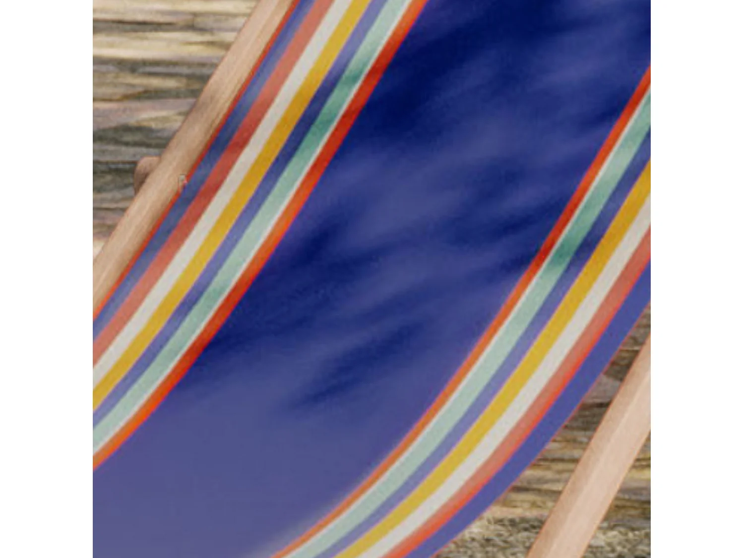 Lot de 2 chiliennes pliantes règlables - 100% acrylique - bois hêtre - Bleu/Orange - MAULEON MEDITERRANEE