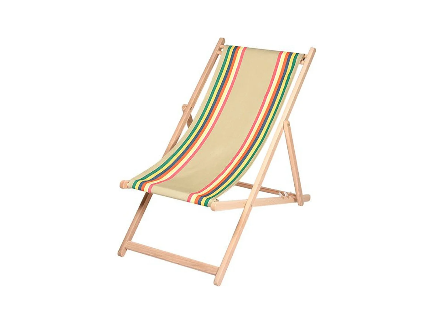 Lot de 2 chiliennes pliantes règlables - 100% acrylique - bois hêtre - Beige/Rouge - MAULEON LIN