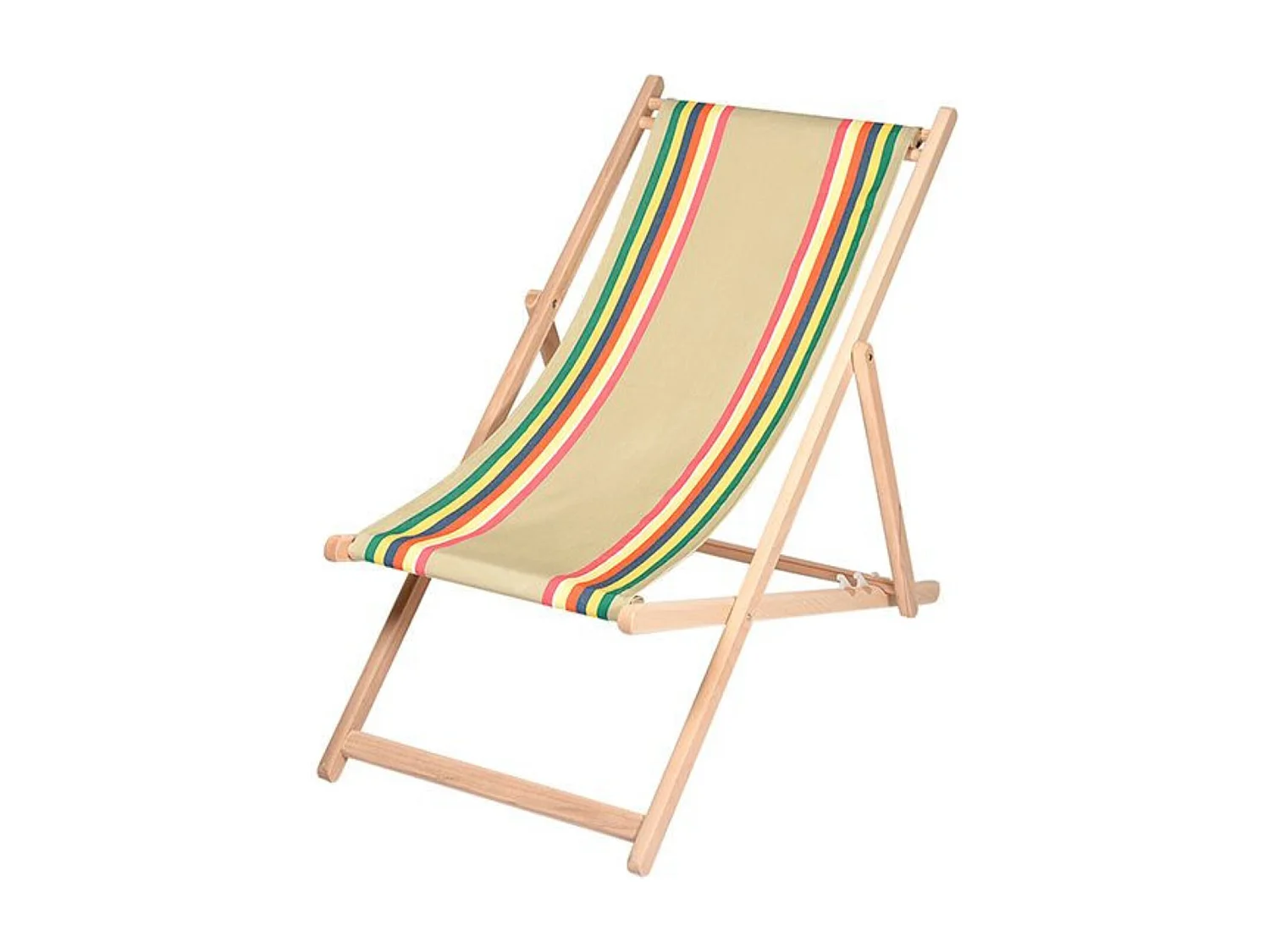 Lot de 2 chiliennes pliantes règlables - 100% acrylique - bois hêtre - Beige/Rouge - MAULEON LIN