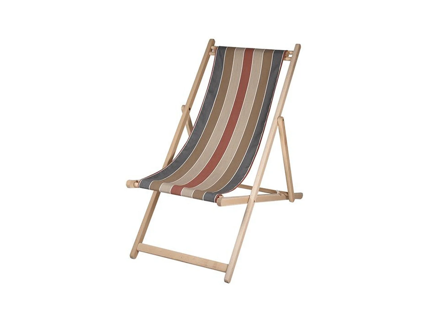 Lot de 2 chiliennes pliantes règlables - 100% acrylique - bois hêtre - Rouge/Marron - JERSEY