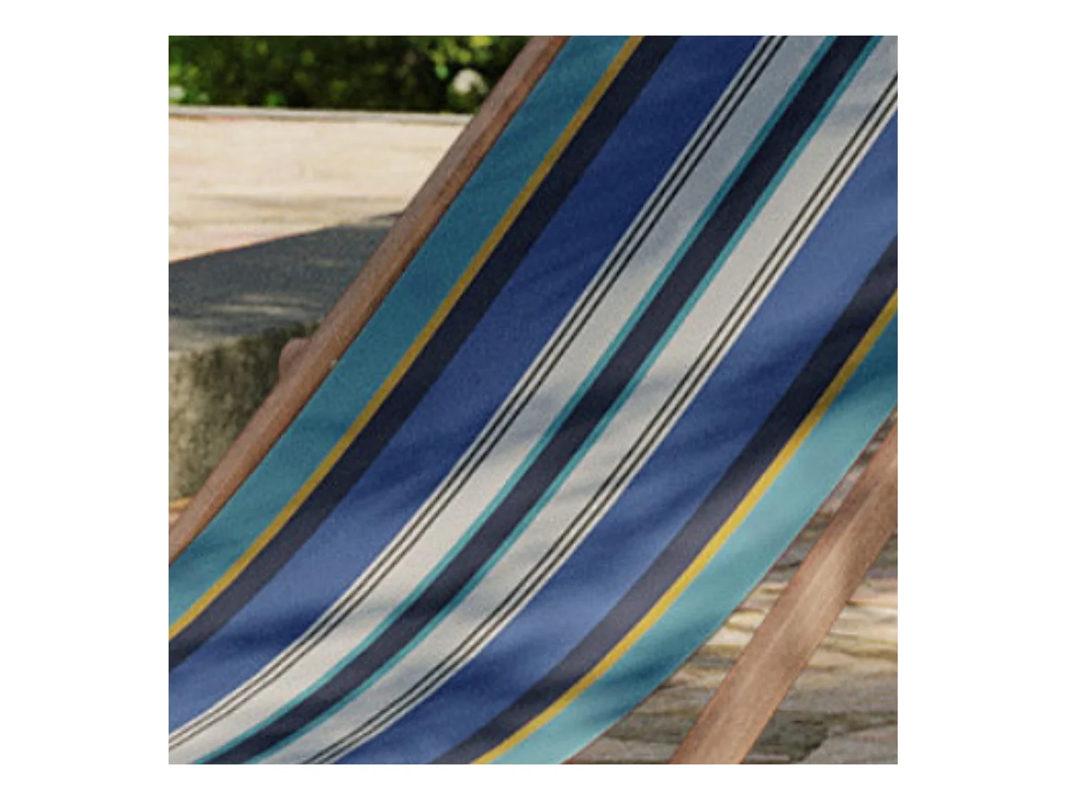 Lot de 2 chiliennes pliantes règlables - 100% acrylique - bois hêtre - Bleu/Blanc - PAROS