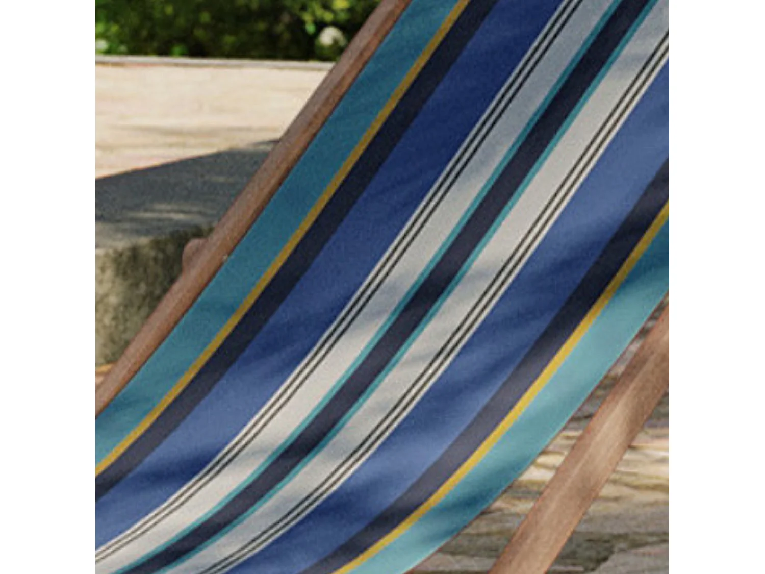 Lot de 2 chiliennes pliantes règlables - 100% acrylique - bois hêtre - Bleu/Blanc - PAROS