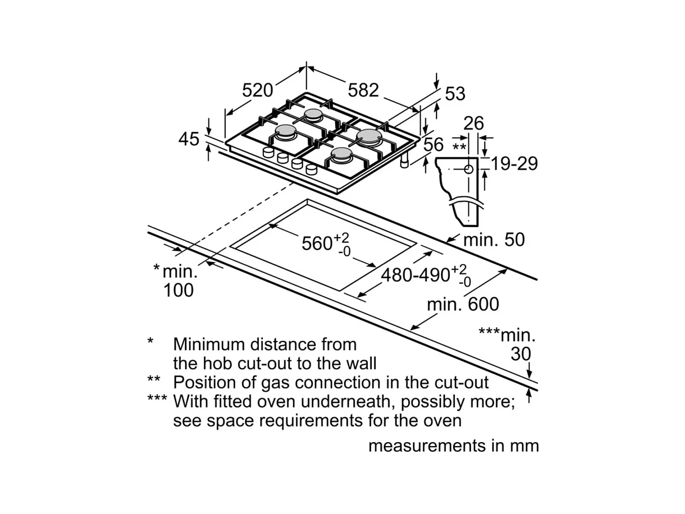 Neff Table de cuisson gaz 60cm 4 feux inox - T26CIP8N0