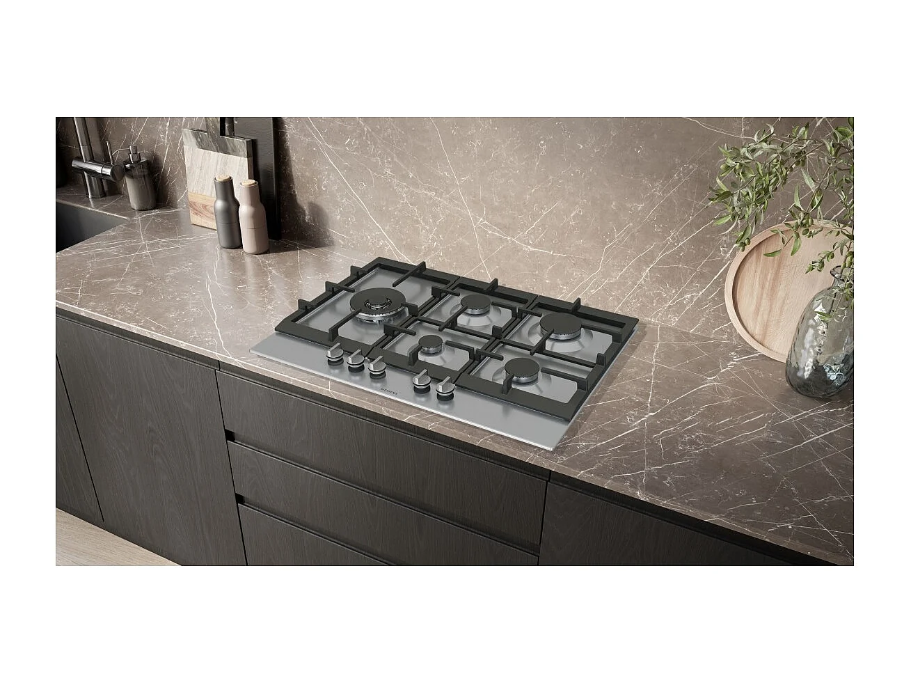 Siemens Table de cuisson gaz 75cm 5 feux 12500w inox - EC7A5SI90